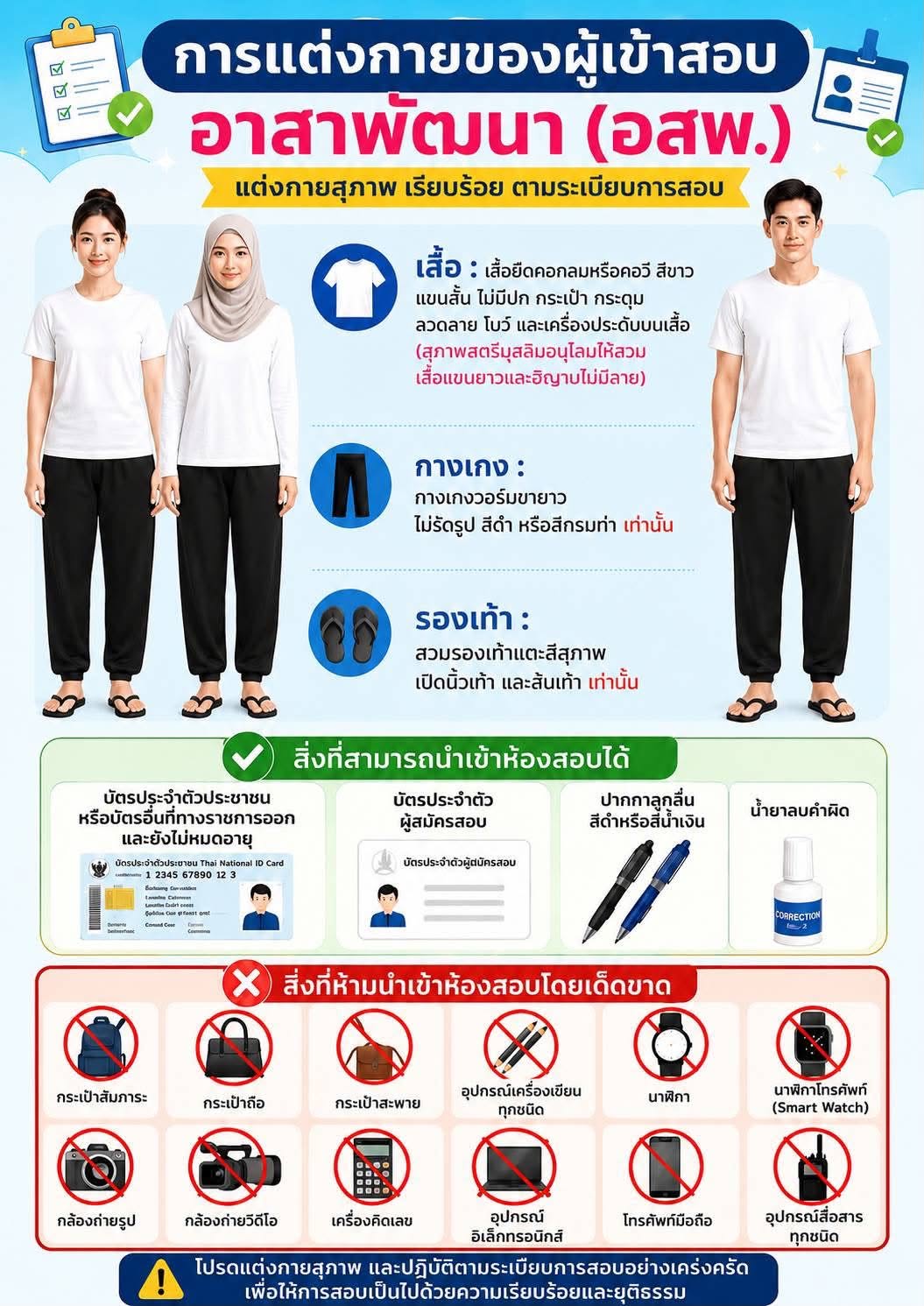 ประกาศระเบียบการแต่งกายสำหรับผู้เข้าสอบ อสพ. รุ่นที่ 78